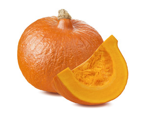 Pumpkin whole segment piece 1 isolated on white background