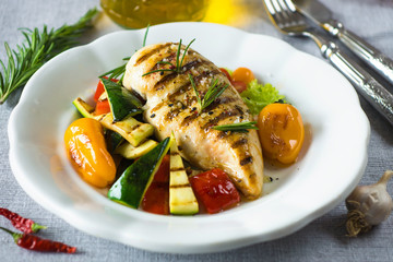 Grilled chicken breast with  vegetables