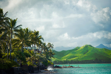 Lanikai Beach on the windward coast of Oahu, Hawaii Vacation - obrazy, fototapety, plakaty