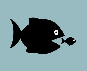 Fototapeta premium big fish eat little fish vector illustration