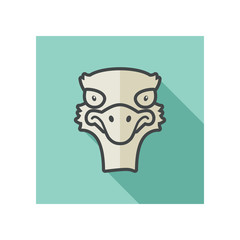 Ostrich flat icon. Animal head vector