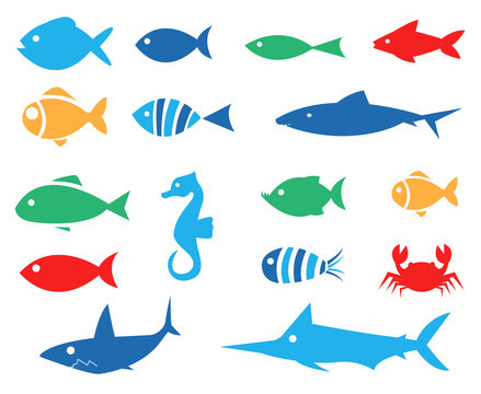 Aquarium Fishes - set of vector icons