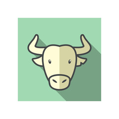 Spanish bull buffalo flat icon. Animal head vector