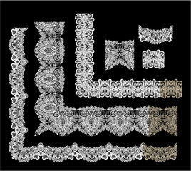 Frame Elements Set - different lace edges and borders - Seamless