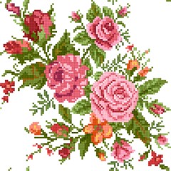 seamless  abstract  floral  background with bouquet of the roses, embroider