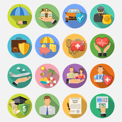 Insurance Flat Icons Set