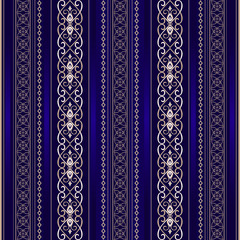 Golden vintage seamless border on a dark blue.