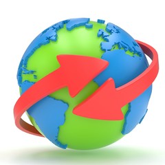 Fototapeta premium Arrows and Earth globe. 3d render
