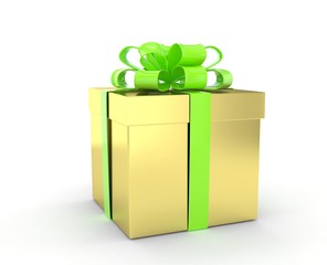 gift box with bows isolated on white. 3D rendering.