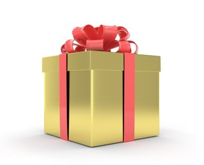 gift box with bows isolated on white. 3D rendering.