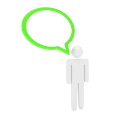 3d man with talk bubbles isolated over a white background. 3D rendering.