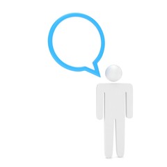 3d man with talk bubbles isolated over a white background. 3D rendering.