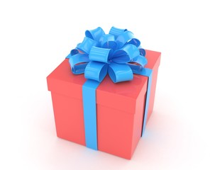 gift box with bows isolated on white. 3D rendering.