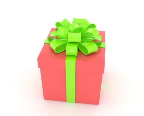 gift box with bows isolated on white. 3D rendering.