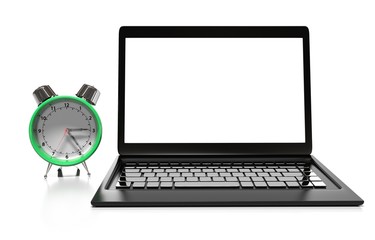 laptop and alarm clock