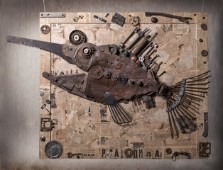 Sawfish Made Of Steel Trash