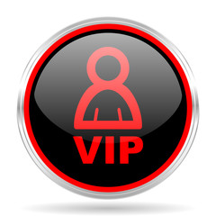 vip black and red metallic modern web design glossy circle icon