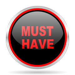 must have black and red metallic modern web design glossy circle icon