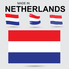 National colors and flag of Netherlands, Holland. Vector art.