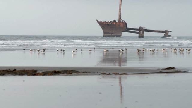 Shipwreck on a beach in Morocco