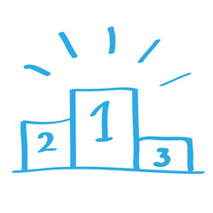 Handgezeichnetes Sieger-Icon in blau