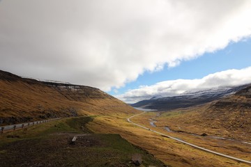 The nature of the Faroe Islands on a winters day in the north Atlantic 
