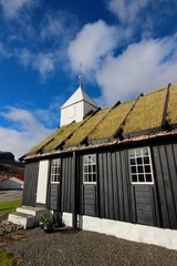 Old village in the wilderness of the Faroe Islands 