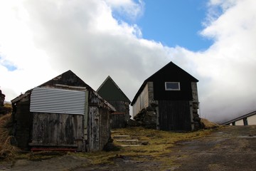 Old village in the wilderness of the Faroe Islands 