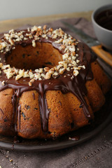 round cake with chocolate frosting