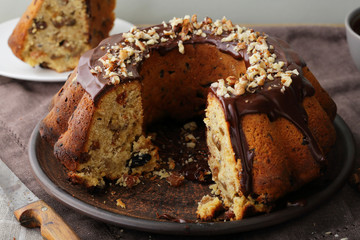 sweet cake with raisins