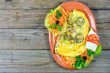 Scrambled eggs with cheese and vegetables © focusandblur