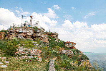 Tourists on the tip of Kaliakra headland, Bulgaria