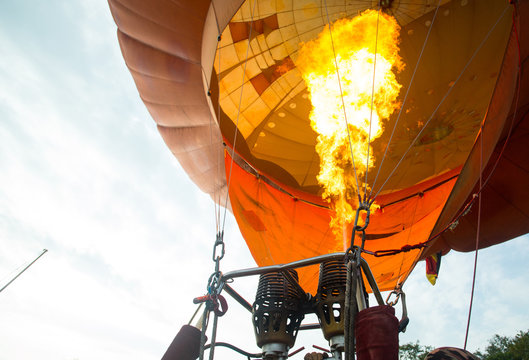 Hot Air Balloon Ready To Take Off