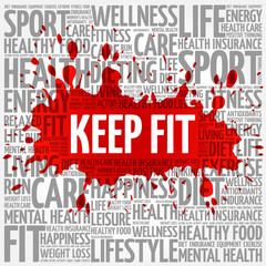 KEEP FIT word cloud, health concept background