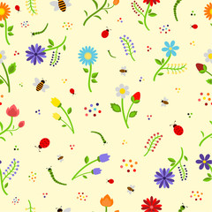 Summer floral seamless pattern