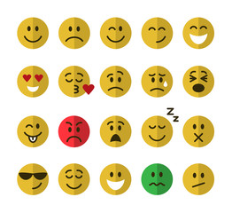 Fototapeta premium Flat emoticons set