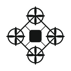 Drone vector icon in black style