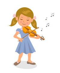 Cute girl playing the violin. Isolated character girl with a violin on a white background. © aurora72