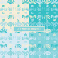 Fototapeta na wymiar Set of 4 boho ethnic seamless patterns. Print. Repeating background. Cloth design, wallpaper.