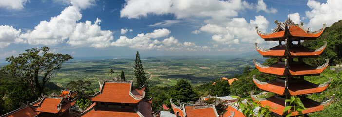 panorama of pagodas on TaCu Mountain, Vietnam, 