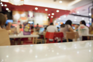 table top with blur cafe restaurant