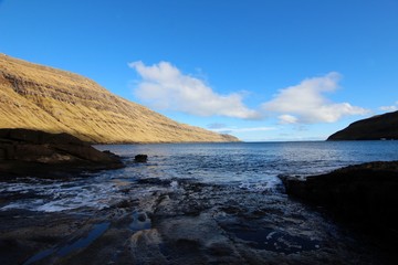 The nature of the Faroe Islands on a winter day in the north Atlantic 