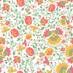 Vector floral pattern.Seamless vintage background.Textile pattern