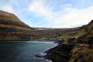 The nature of the Faroe Islands on a winters day in the north Atlantic 