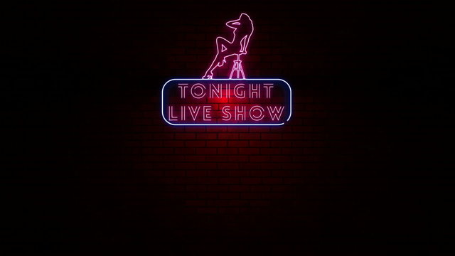 Animation of sign with woman symbol tonight live show neon light flickering