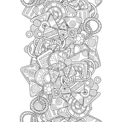 Vector abstract hand drawn seamless border. Doodle wavy decorative design element.