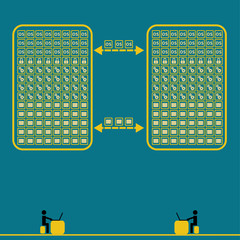 Big data technology concept idease with vintage color