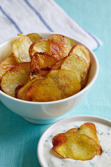 chips and sour cream with greenery