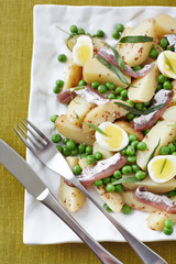 seafood salad served on the square plate