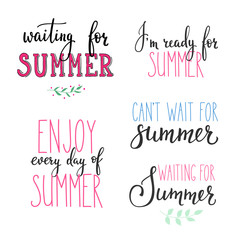 Hello summer lettering typography set